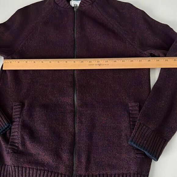 Old Navy Burgandy and Blue Zip Up Front Pocket Sweater Jacket Size M - Picture 5 of 10
